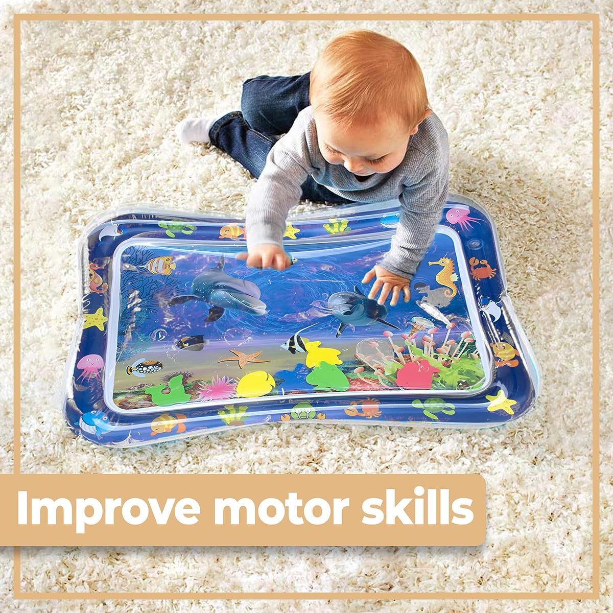 Tummy Time Baby Water Mat, Inflatable Infant Toys Baby Playmat Early Sensory Development BPA-Free