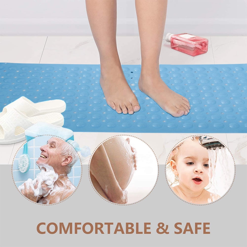 Bath Tub Mat, 39 x 16 Inches Anti Slip Material Blue
