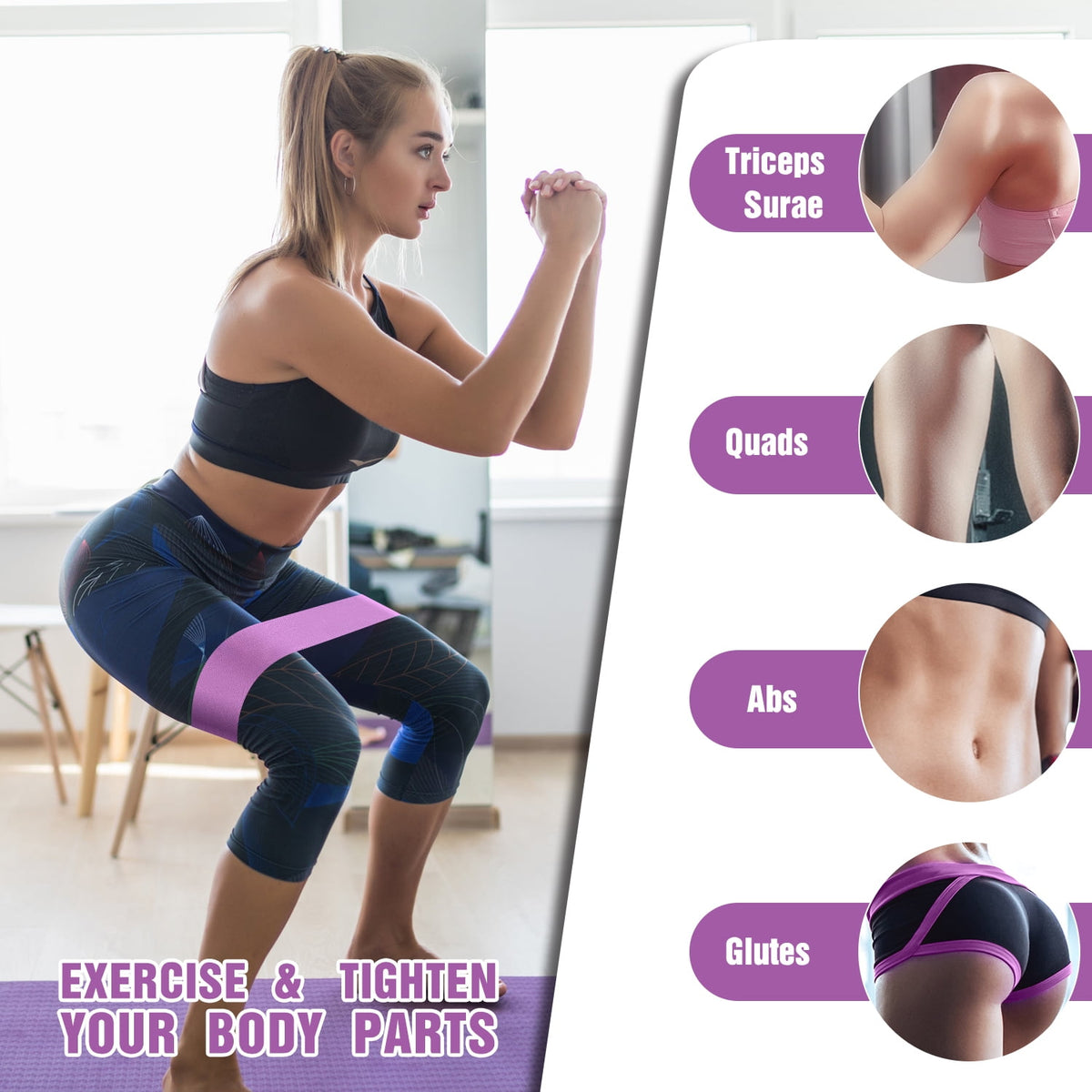 Cowin Resistance Bands for Legs and Butt Exercise Bands - Non Slip Elastic Booty Bands, 3 Levels Workout Bands Women Sports Fitness Band for Squat Glute Hip Training