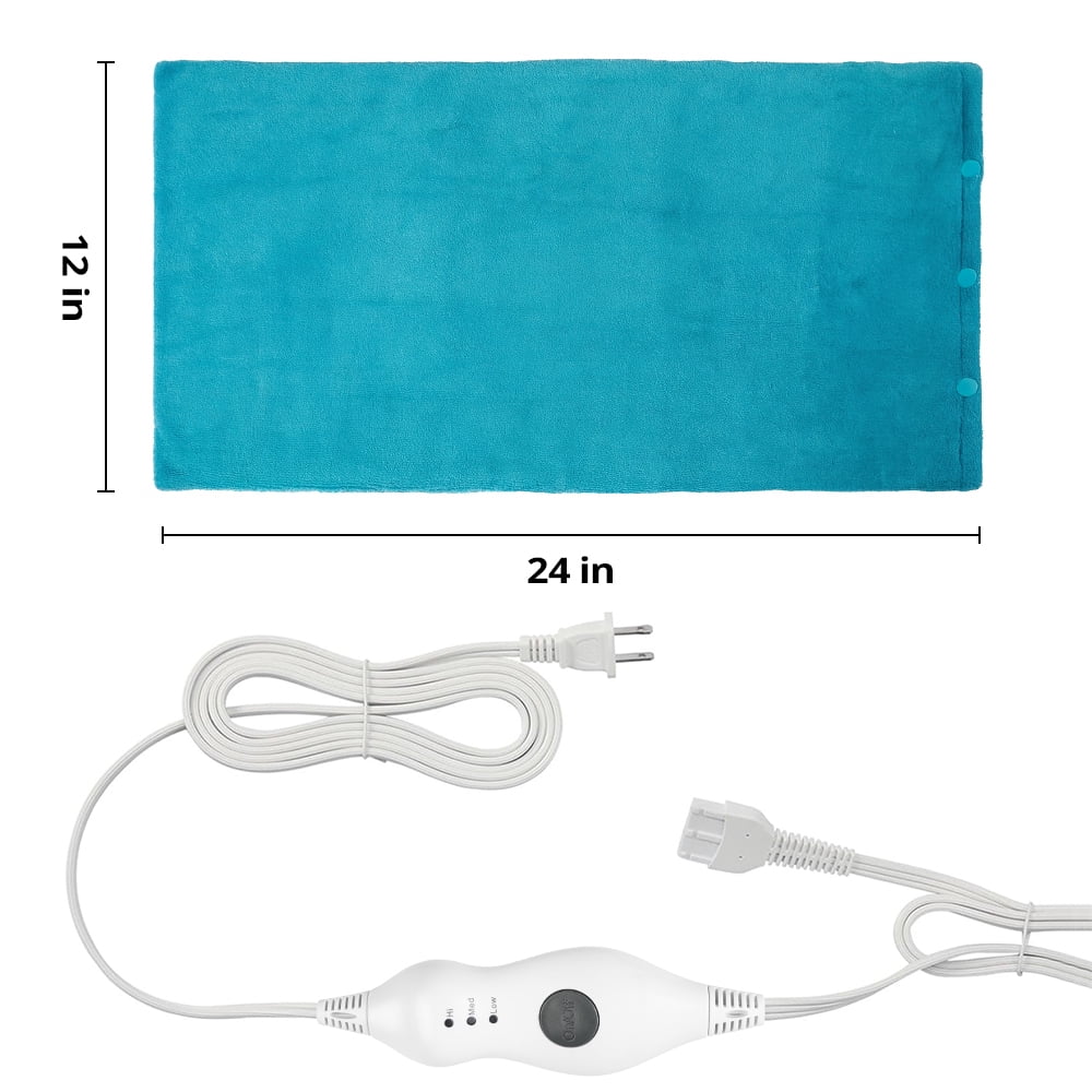 Cowin 12" x 24" Heating Pad with 3 Heat Settings Auto Shut Off,Machine Washable Removable Cover Blue