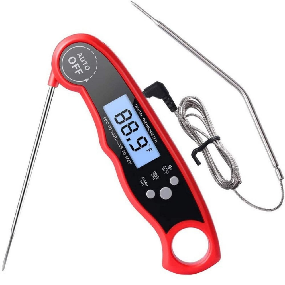 Digital Meat Thermometer for Cooking, Dual Probe Instant Read Food Thermometer with LCD Screen, Waterproof Cooking Thermometer with Alarm for Grilling, Smoker, BBQ, Oven