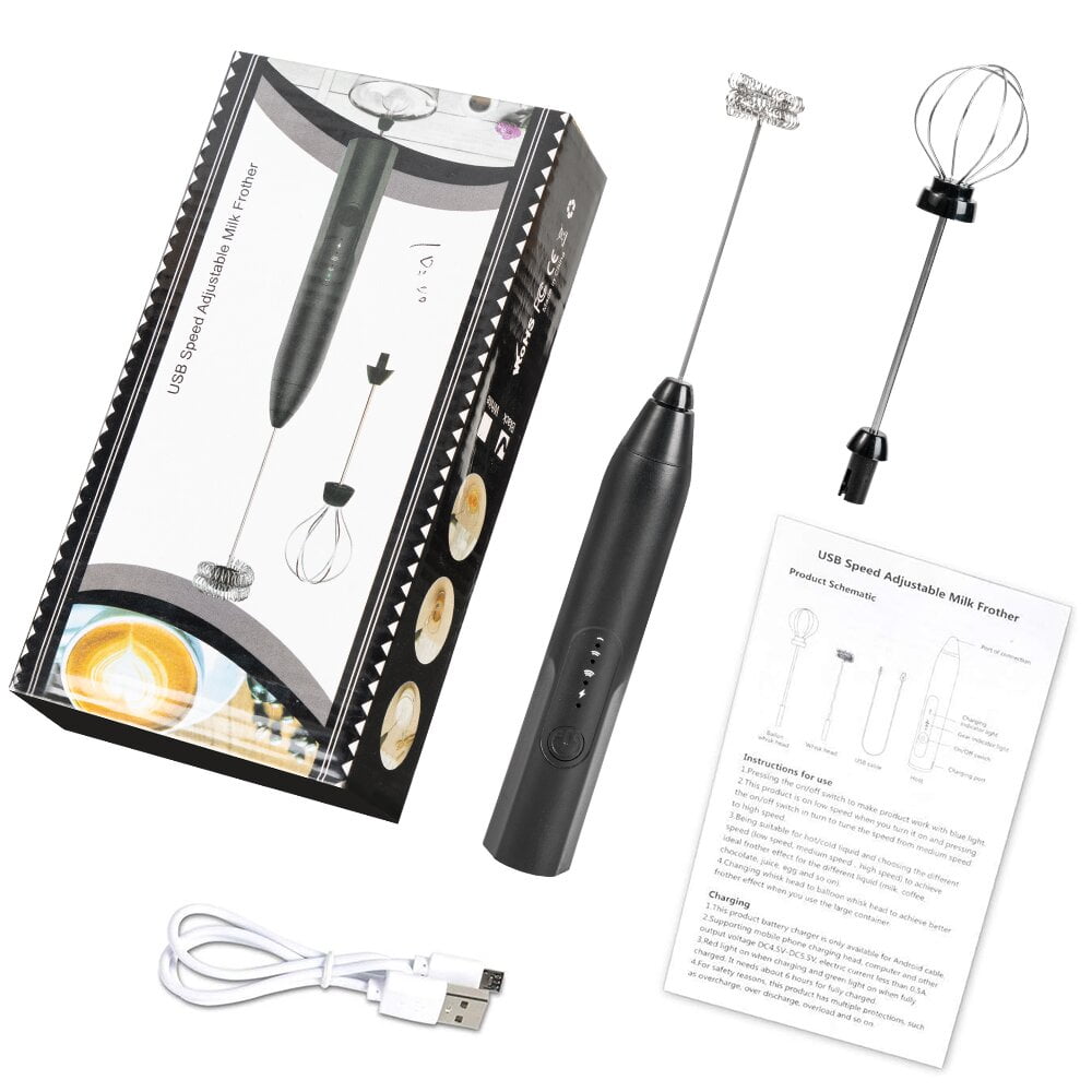 Cowin Milk Frother Wand Drink Mixer - Handheld Milk Frother Electric Whisk - Easy-Clean Stainless Steel Frother Wand & Mini Blender - Electric Coffee Frother for Milk Coffee Lattes