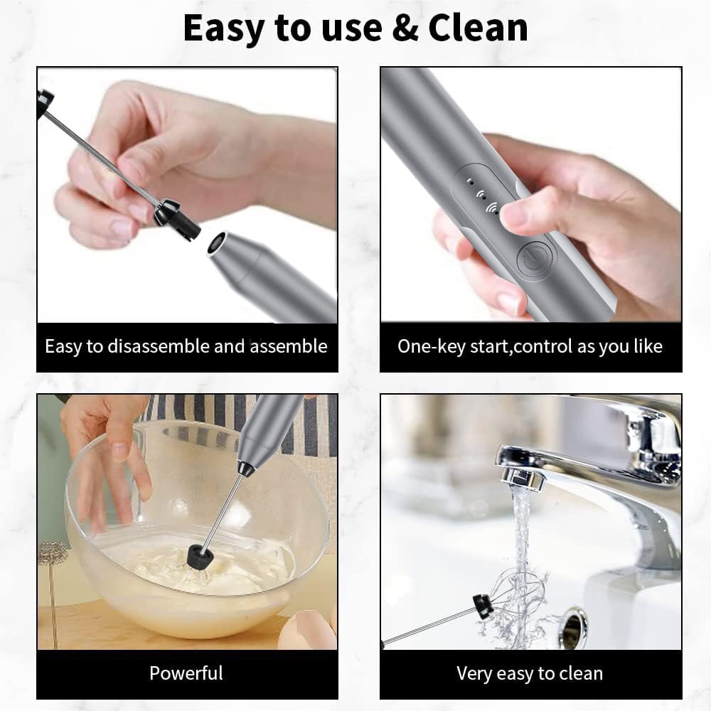 Cowin Milk Frother Wand Drink Mixer - Handheld Milk Frother Electric Whisk - Easy-Clean Stainless Steel Frother Wand & Mini Blender - Electric Coffee Frother for Milk Coffee Lattes