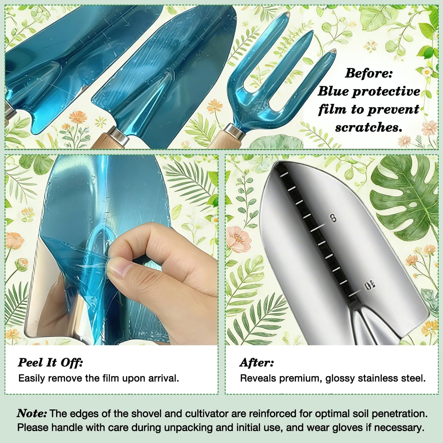 Garden Tools Set, 9 Pieces Heavy Duty Kit with Storage Bag - Rust-Proof Stainless Steel Gardening Tools, Non-Slip Ergonomic Handle, Ideal Gift for Women, Men & Gardeners