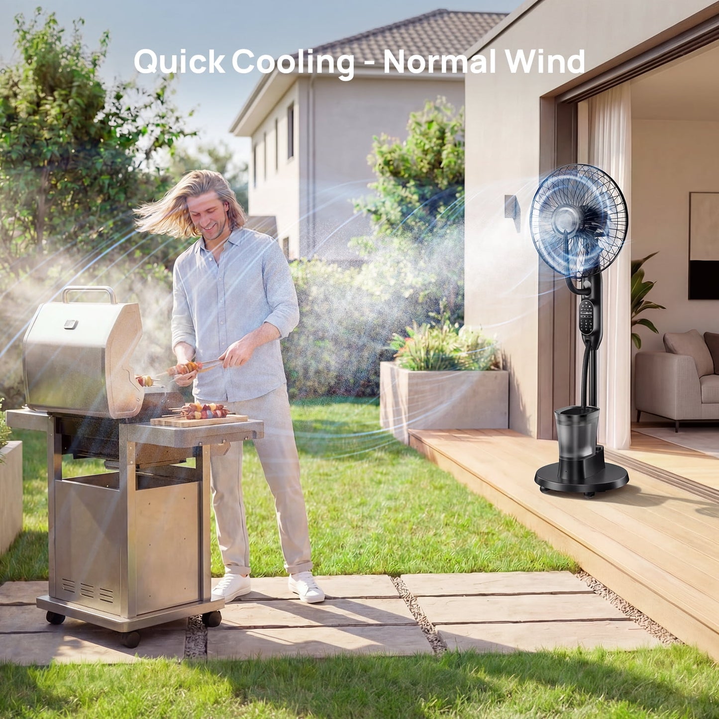 Pedestal Misting Fan, Mist Fan Mister Cooling Fan with 2.6L Large Water Tank, 9 Speeds Misting Standing Fan, Floor Fan with Remote for Home Bedroom Patio Outdoor