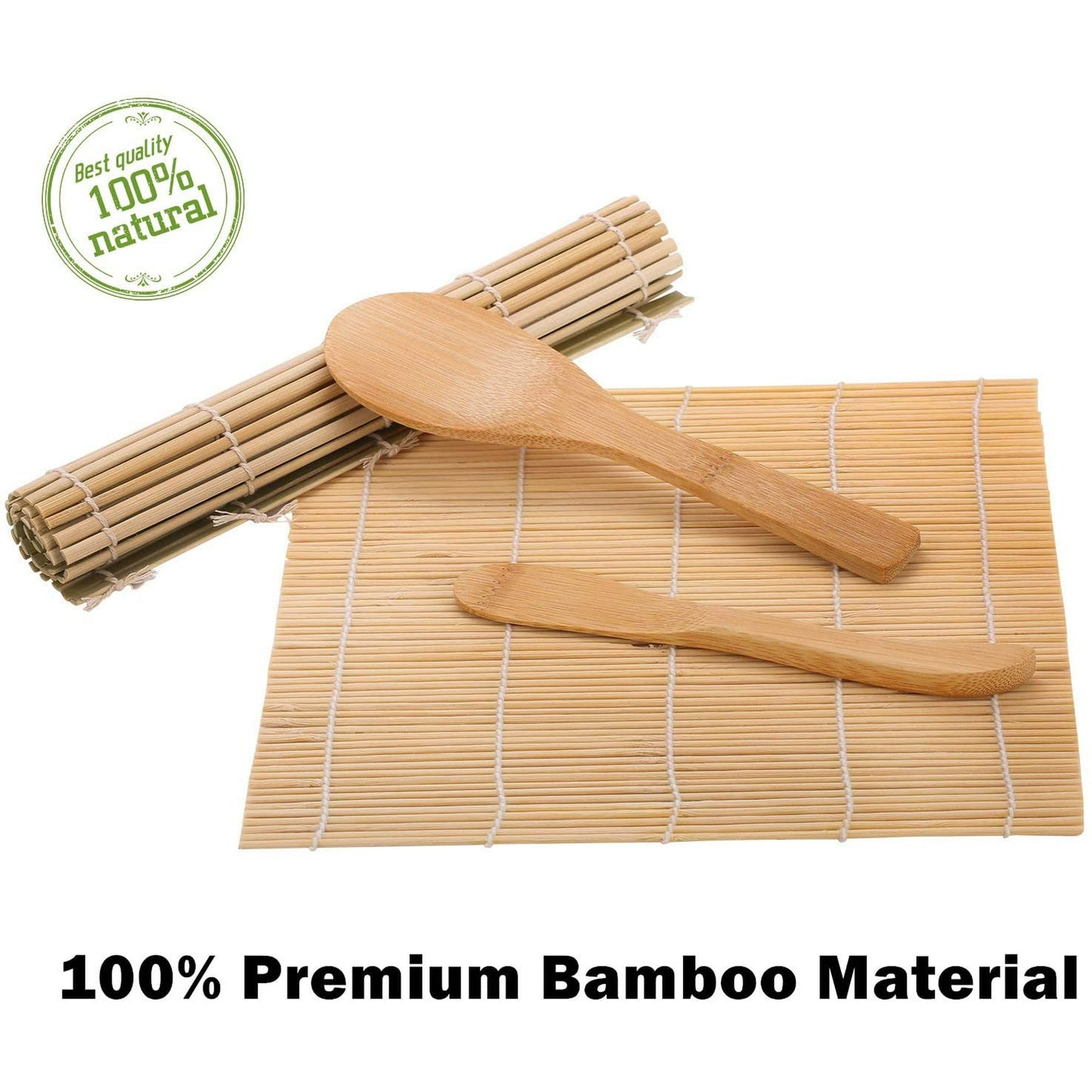 Sushi Making Kit, 2 Bamboo Sushi Mats and 1 Professional Sushi Bazooka Rice Roller, 2 Pairs of Bamboo Chopsticks, Avocado Slicer Holder Paddle Spreader, Rolling, Beginner Sushi Kit DIY at Home