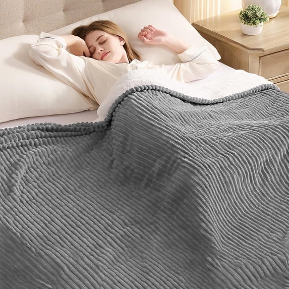 Cowin Electric Blanket Full Size, Brushed Flannel+Shu velveteen, 10 Heating Levels and 1-8 Hour Automatic Shutdown, Machine Washable, Gray, 72 "x 84"