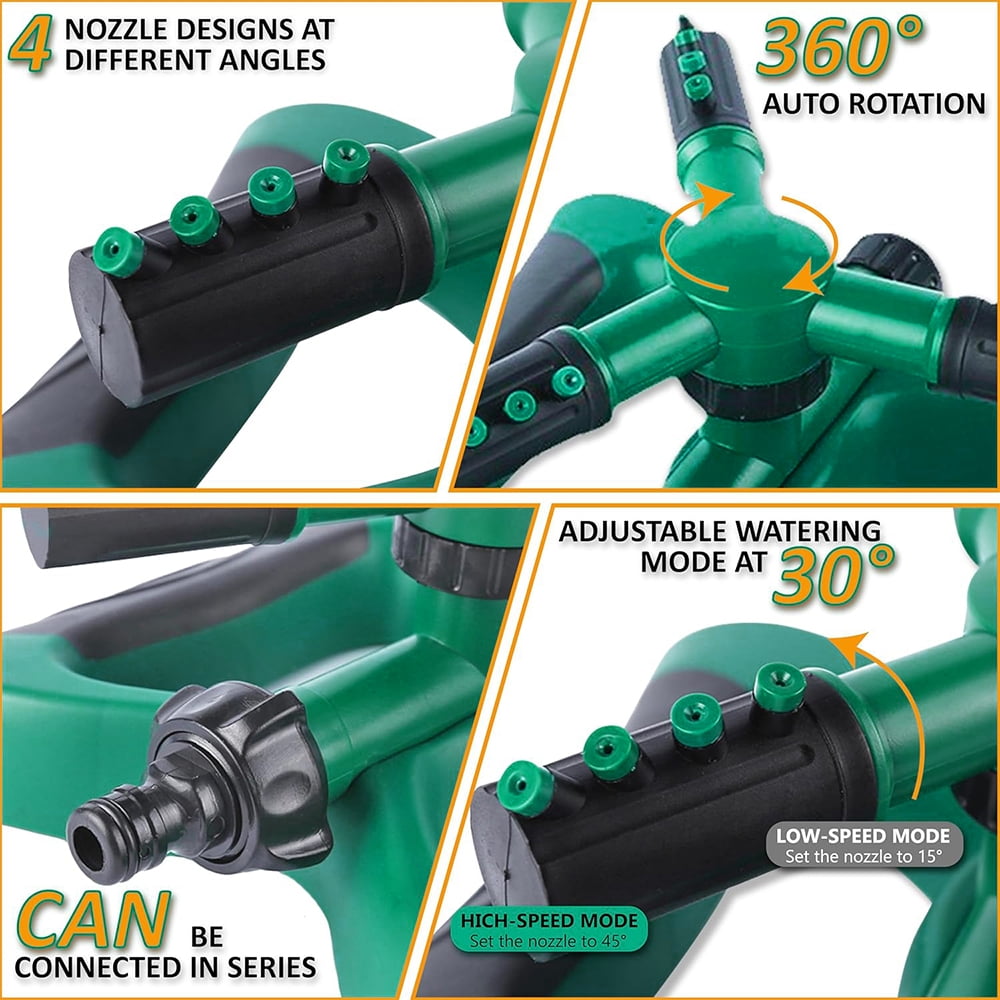 Sprinkler for Yard, Adjustable Rotating Water Sprinkler, Lawn and Yard Sprinklers, Green