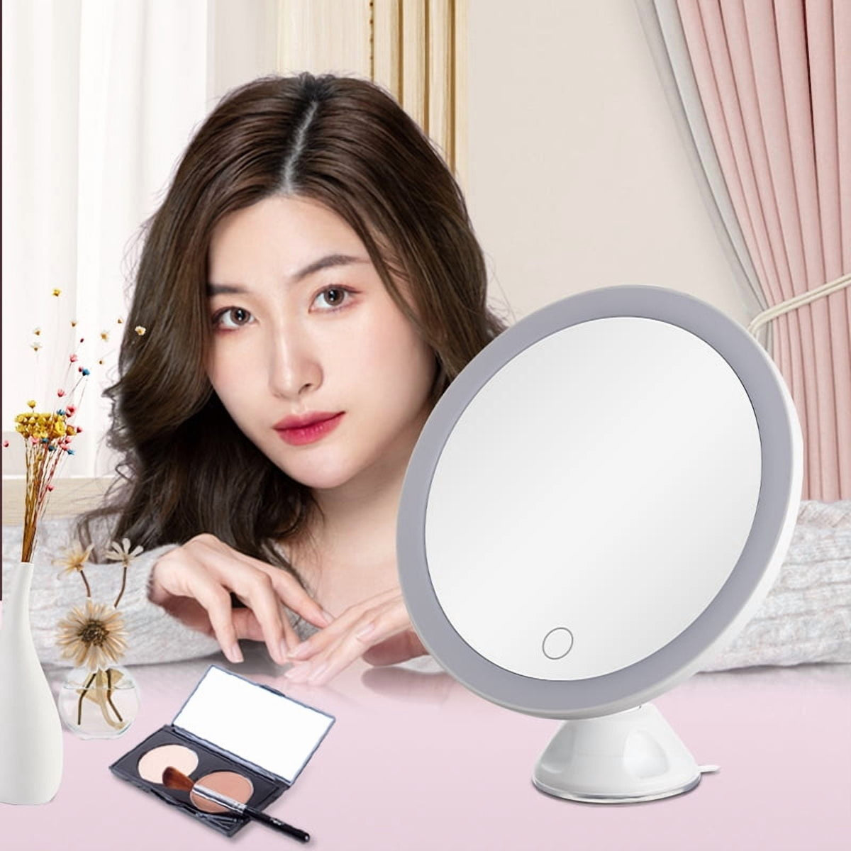 COWIN 10x Magnifying Lighted Makeup Mirror with 360° Rotation, Touch Sensor Control, Natural Daylight LED Light, Powerful Locking Suction Cup
