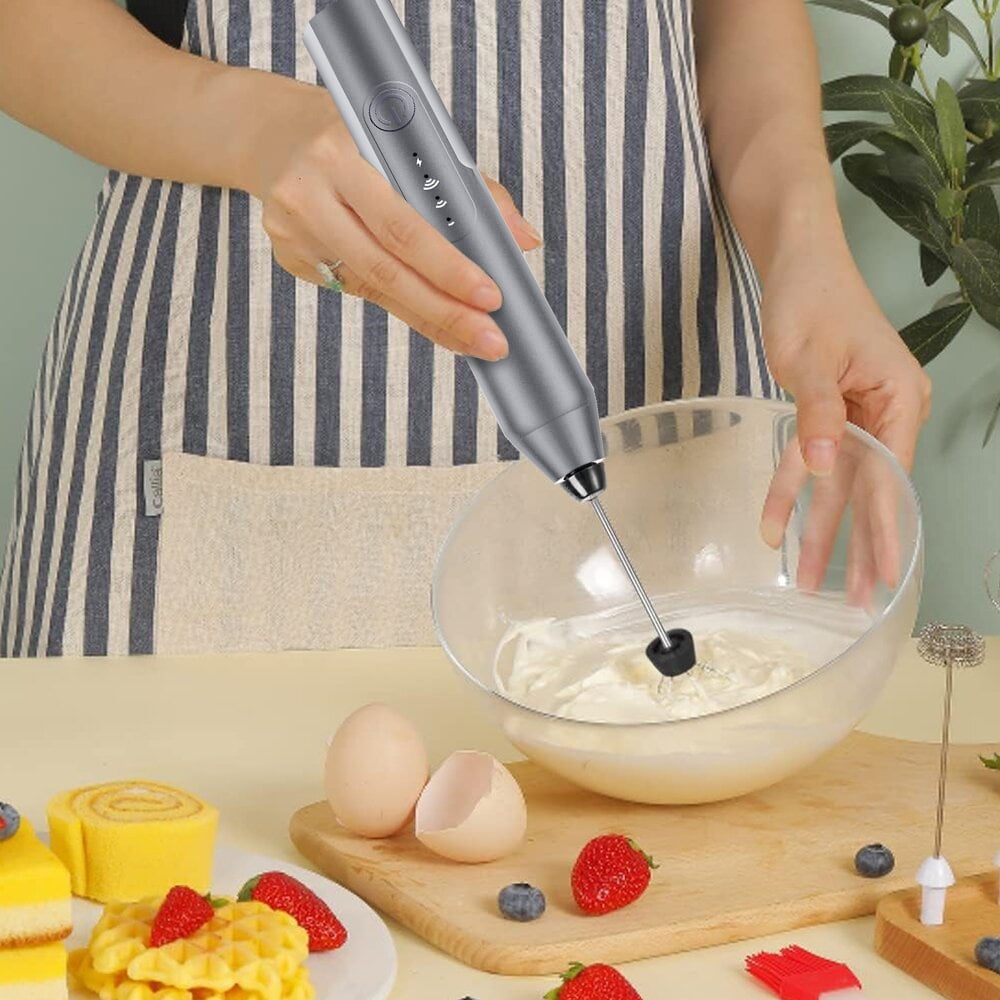 Cowin Milk Frother Wand Drink Mixer - Handheld Milk Frother Electric Whisk - Easy-Clean Stainless Steel Frother Wand & Mini Blender - Electric Coffee Frother for Milk Coffee Lattes