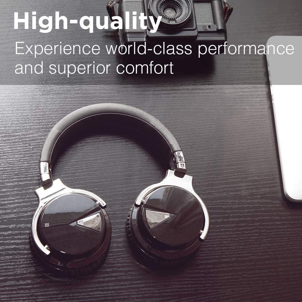COWIN E7 Active Noise Cancelling Headphones Bluetooth Headphones with Mic Deep Bass Wireless Headphones Over Ear(Black)