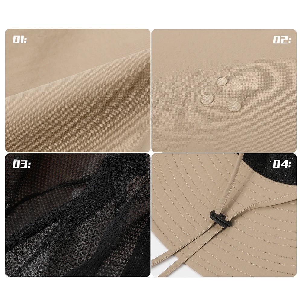 Cowin Sun Hat for Men Sun Protection Wide Brim Bucket Hat Waterproof Breathable Packable Boonie Hat for Fishing Khaki