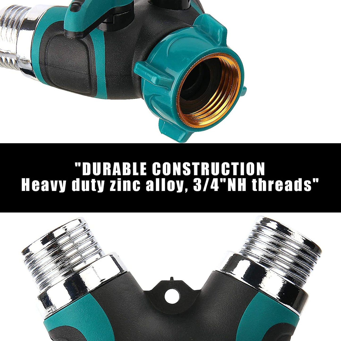 Aedavey 2 Way Hose Splitter, 2 Way Water Splitter Heavy Duty, Garden Faucet, Faucet Splitter, Hose and Splitter, Garden Hose and Splitter, Hose Bib Splitter, with Shut off Valve