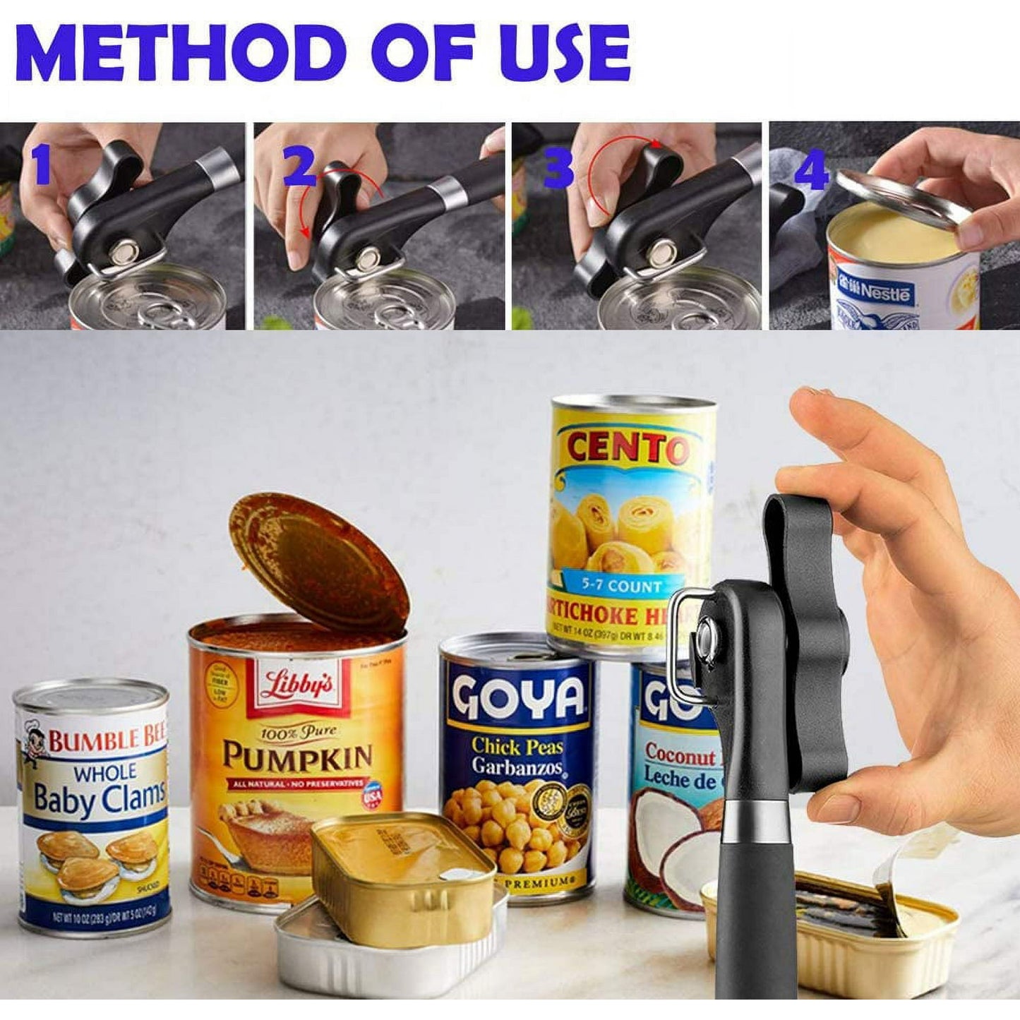 Cowin Can Opener Manual Cutting Can Opener Safe Smooth Edge Stainless Steel Ergonomic Can Opener Kitchen Restaurant
