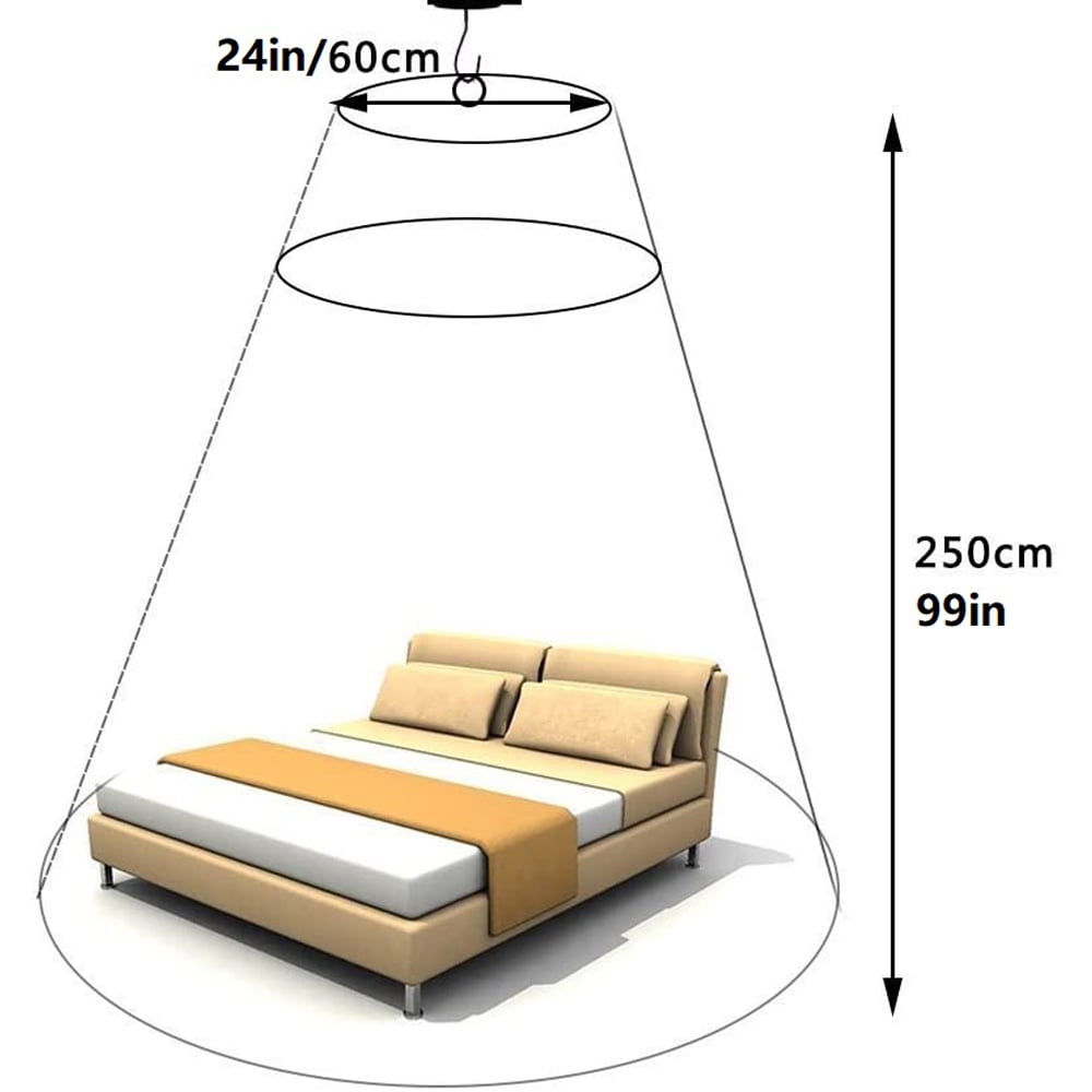 Cowin Universal Dome Mos-quito Mesh Net Easy Installation Hanging Bed Canopy Netting for Single to King Size Beds Hammocks Cribs(White)