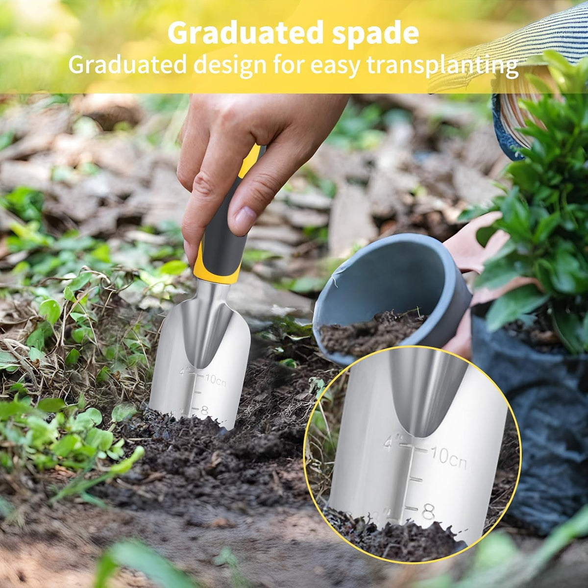 Cowin Garden Tools Set 5 Piece Floral Heavy Duty Gardening Tools with Pruning Shears / Hand Trowel / Transplanter / Hand Rake / Gardening Gloves, Delicate Garden Gift