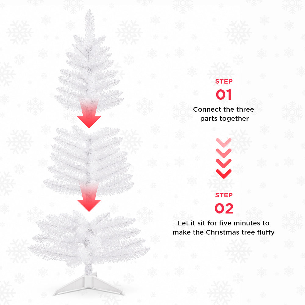 Cowin 4ft Artificial Christmas Tree,Pre-lit Tinsel Pine Spruce Tree, Small Xmas Tree for Home, Office and Party,White