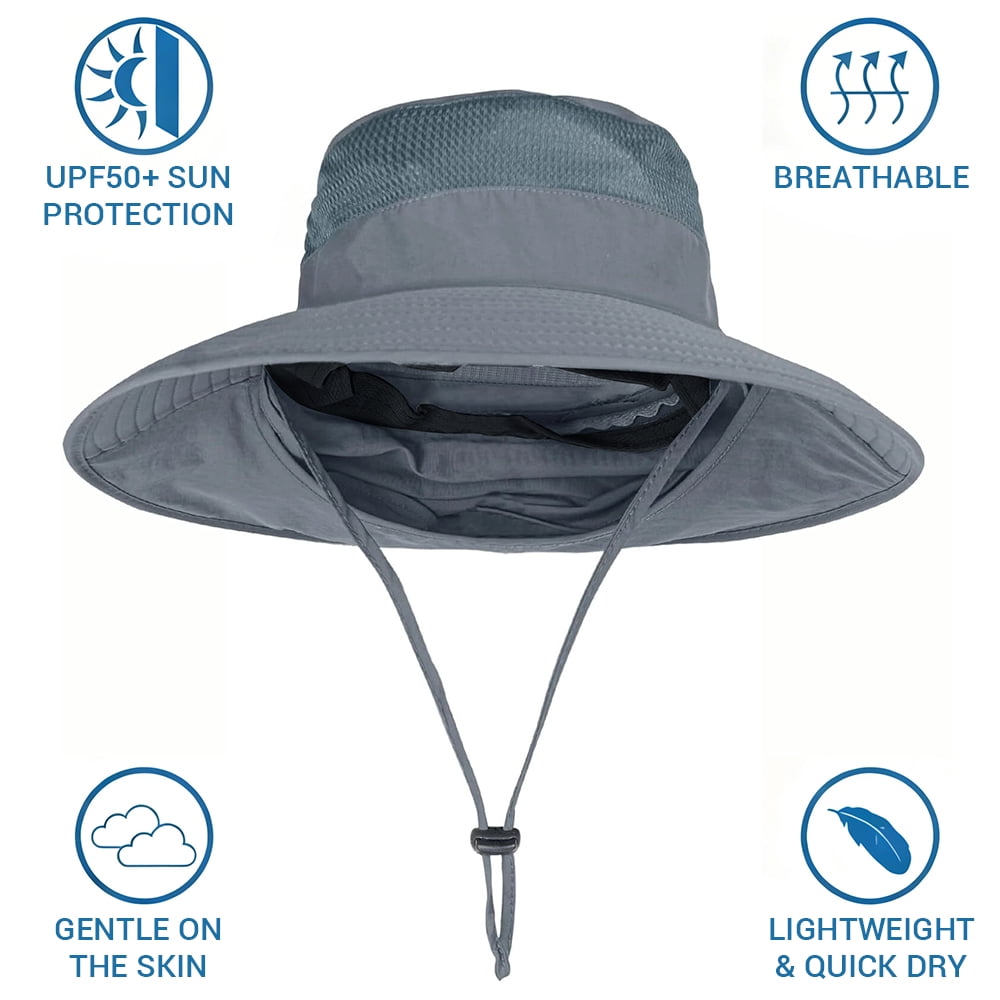 COWIN Fishing Hat,Outdoor UPF50+ Mesh Sun Hat,Wide Brim Fishing Hat with Neck Flap Sun Hat,for Men and Wome