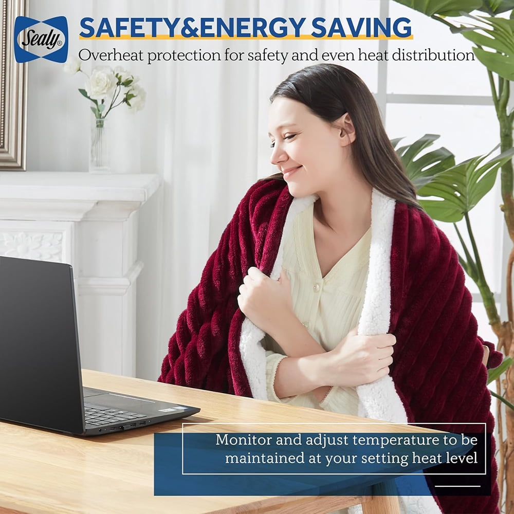 Electric Heated Blanket - 62"x84" Heating Blanket with 4 hours Auto-off, 6 Level Over-heat Protection, Soft Flannel, Electric Blanket ETL/FCC Certification