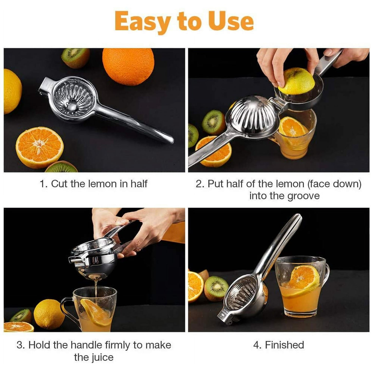 Lemon Squeezer Stainless Steel Hand Press Juicer Manual Citrus for Juicing Lemon ＆ Limes