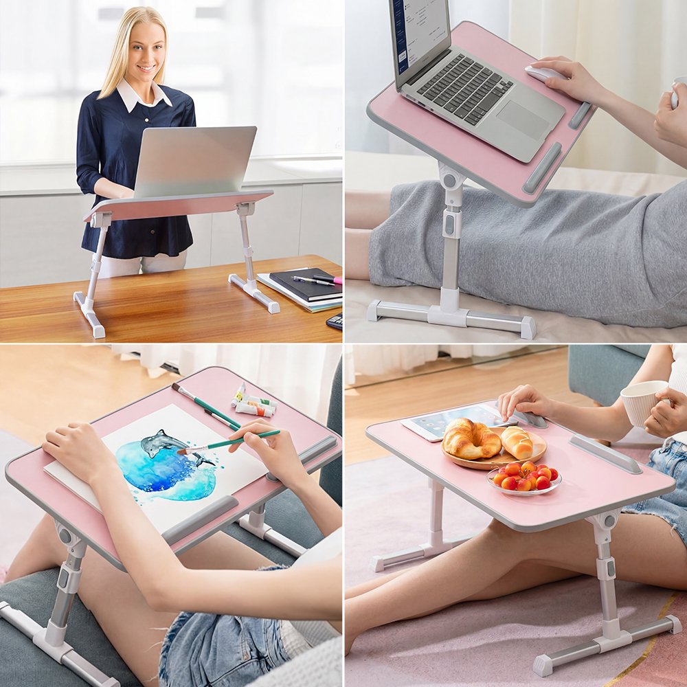 COWIN Laptop Desk Table, Adjustable Laptop Stand, Foldable Lap Desks ,Enlarged 23.62×13.4 in (Pink)