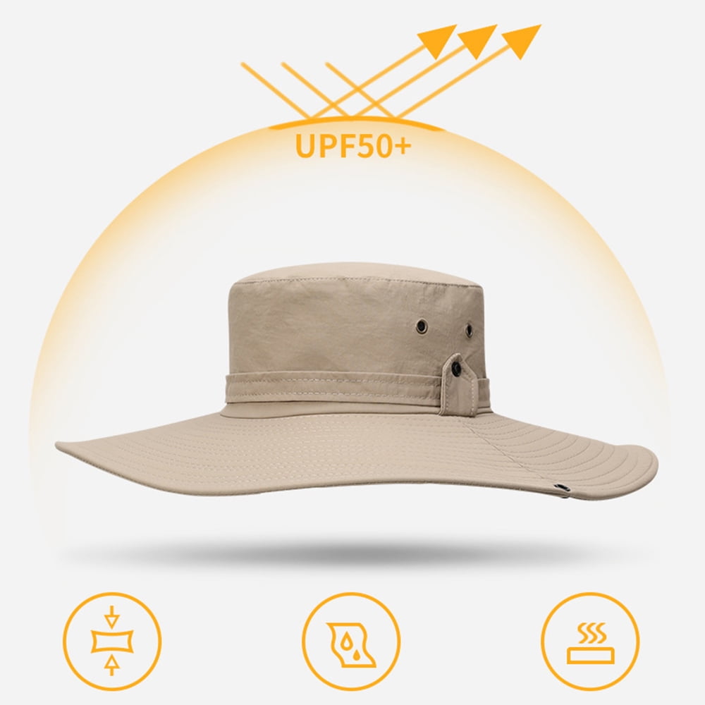 Cowin Sun Hat for Men Sun Protection Wide Brim Bucket Hat Waterproof Breathable Packable Boonie Hat for Fishing Khaki