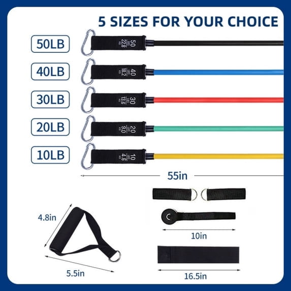 Cowin Resistance Bands Set with Handles for Stretching, Gym, Muscle Training, and Home Workouts