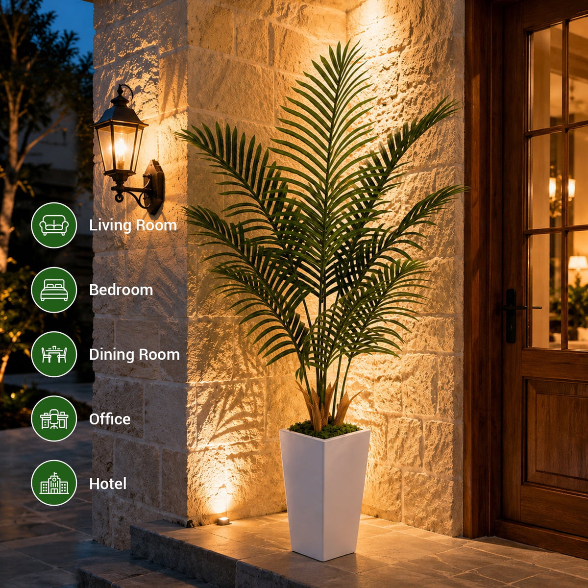 Cowin 5FT Artificial Palm Tree, Fake Tree with White Tall Planter, Faux Tropical Areca Floor Plant in Pot