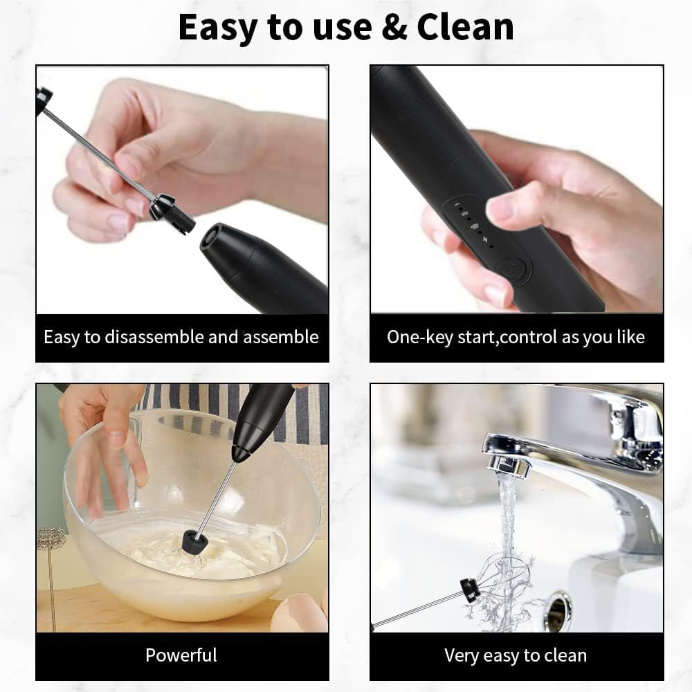 Cowin Milk Frother Wand Drink Mixer - Handheld Milk Frother Electric Whisk - Easy-Clean Stainless Steel Frother Wand & Mini Blender - Electric Coffee Frother for Milk Coffee Lattes
