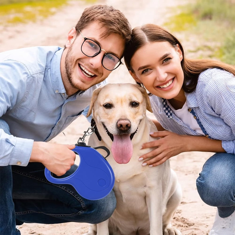 Retractable Dog Leash 16ft Pet Walking Leash with Anti-Slip Handle Hand Brake Blue