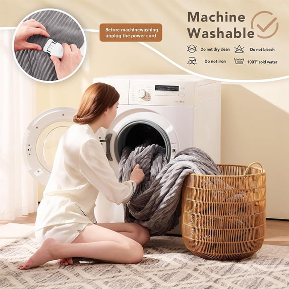 Cowin Electric Blanket Full Size, Brushed Flannel+Shu velveteen, 10 Heating Levels and 1-8 Hour Automatic Shutdown, Machine Washable, Gray, 72 "x 84"