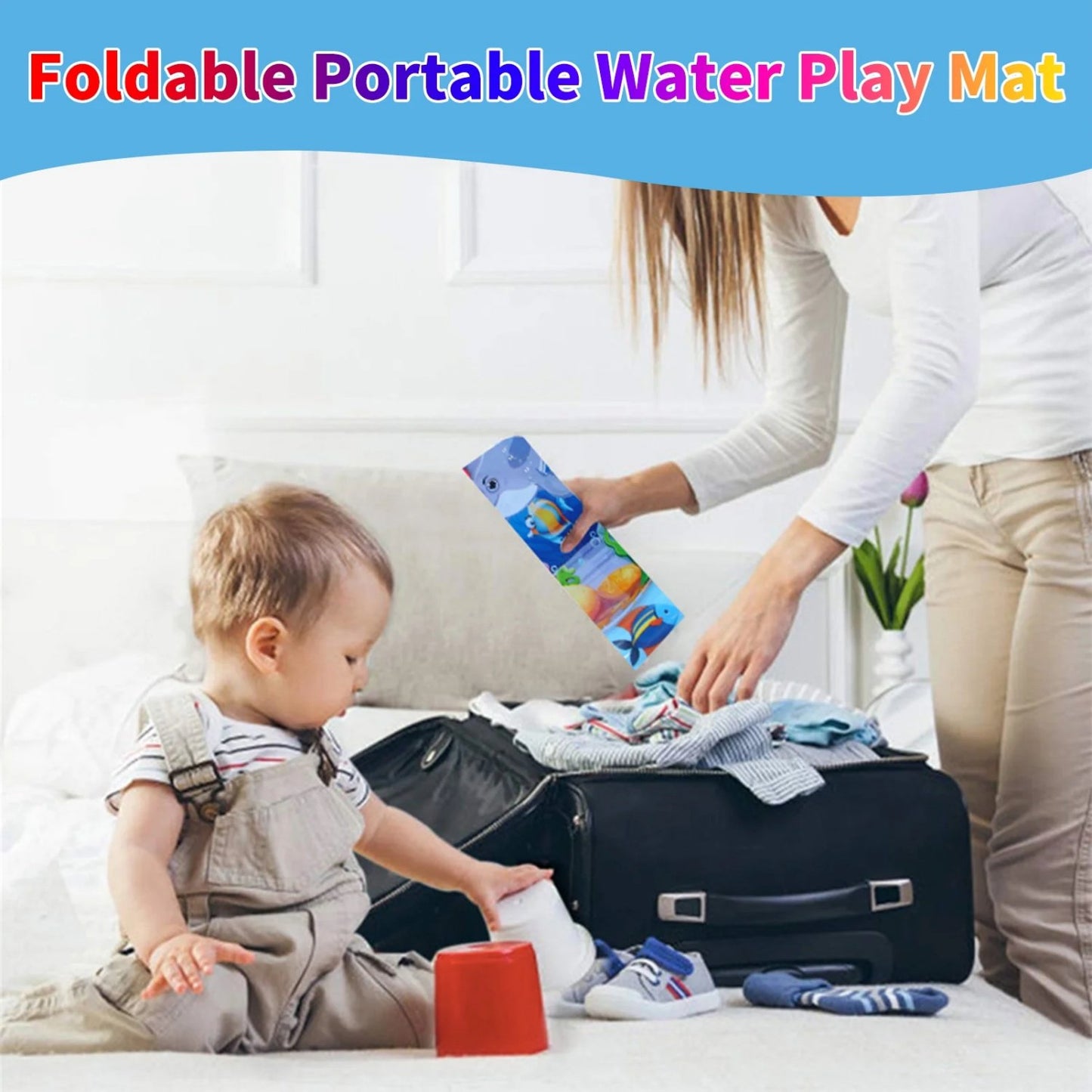 Water Play Mat for Babies Inflatable Activity Center, Infant Baby Water Mat for Newborn Infant Toddler Boy Girl