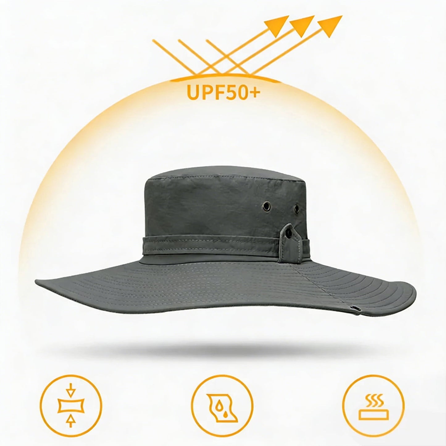 Cowin Sun Hat for Men Sun Protection Wide Brim Bucket Hat Waterproof Breathable Packable Boonie Hat for Fishing Grey