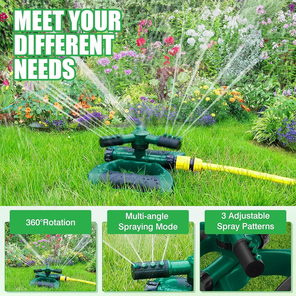 Cowin Sprinkler for Yard, Adjustable Rotating Water Sprinkler, Lawn and Yard Sprinklers, Green