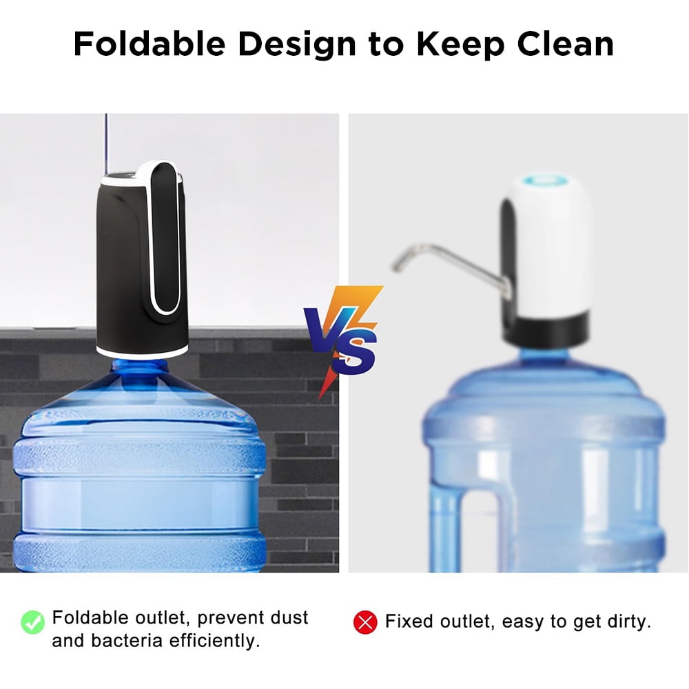 Cowin Water Bottle Dispenser Portable Electric Water Bottle Pump, for Universal 5 Gallon Bottle, for Home Kitchen Office Outdoor Use, Black