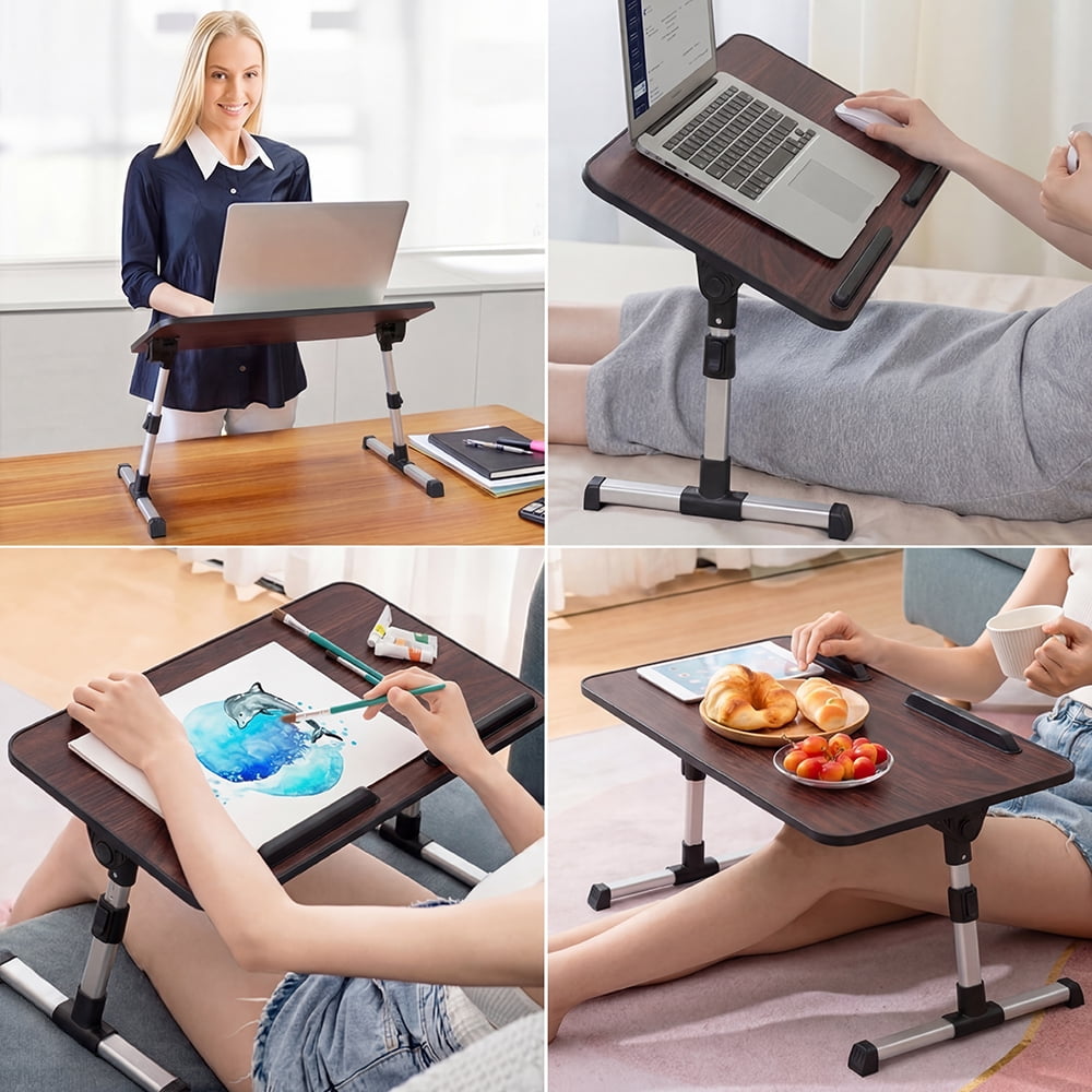COWIN Laptop Desk Table, Adjustable Laptop Stand, Foldable Lap Desks 20.5×11.82 in(Walnut)