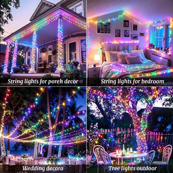 Cowin 168FT Christmas Lights Outdoor 8 Modes Indoor String Lights for Outside Multicolor