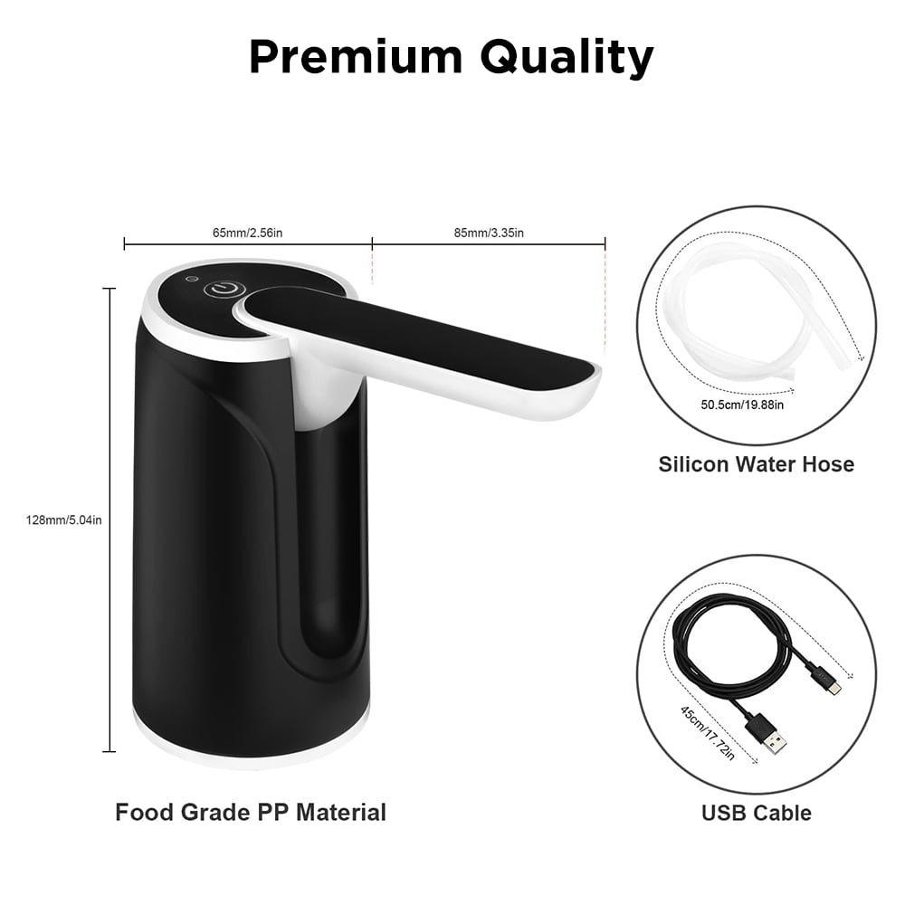 Cowin Water Bottle Dispenser Portable Electric Water Bottle Pump, for Universal 5 Gallon Bottle, for Home Kitchen Office Outdoor Use, Black