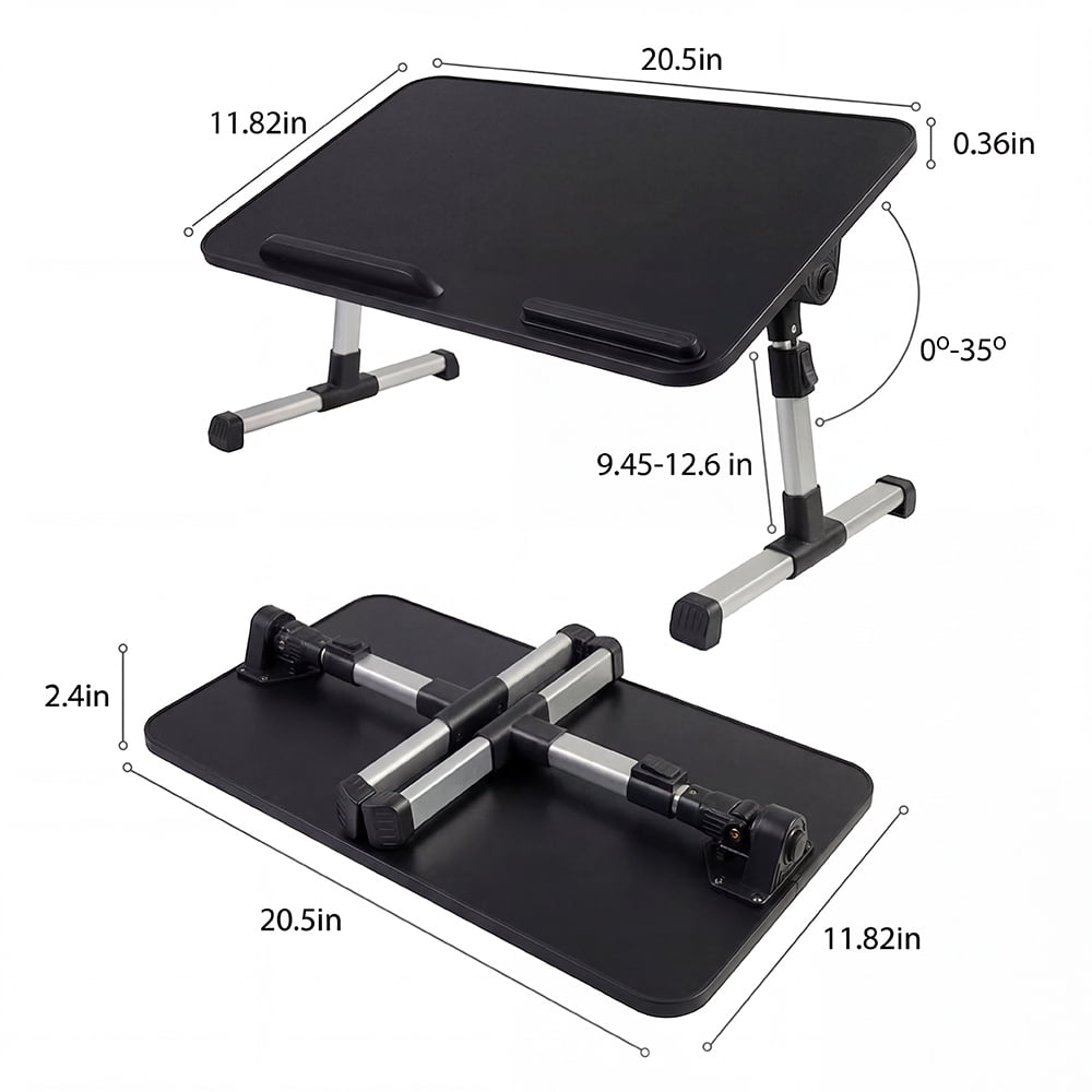COWIN Laptop Desk Table, Adjustable Laptop Stand, Foldable Lap Desks 20.5×11.82 in (Black)