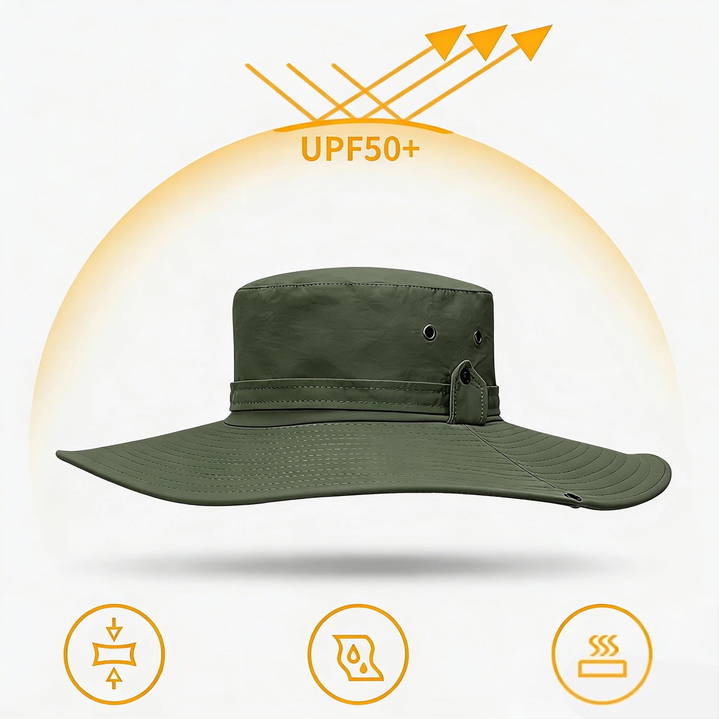 Cowin Sun Hat for Men Sun Protection Wide Brim Bucket Hat Waterproof Breathable Packable Boonie Hat for Fishing Green