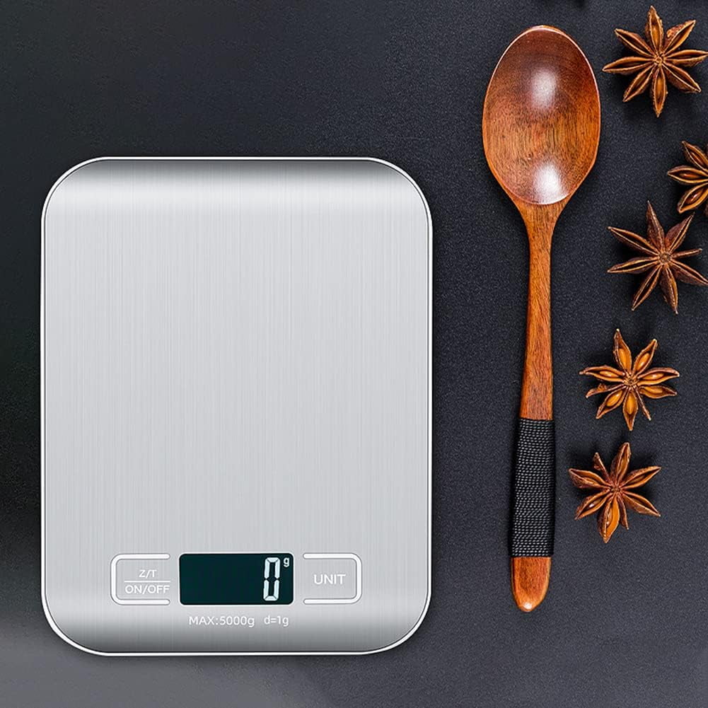 Food Scale Digital Kitchen Scale with 1g/0.05oz Precise Graduation, 5 Units LCD Display Scale for Cooking/Baking in KG, G, oz, ml, and lb, Easy Clean Stainless Steel and Tempered Glass