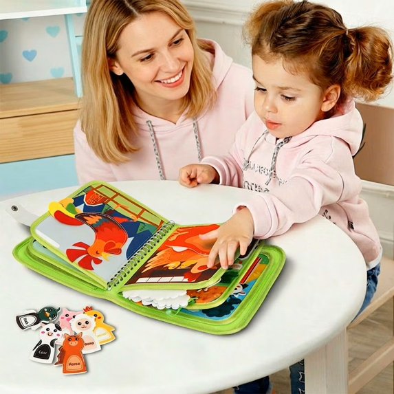 Cowin Busy Board Farm Busy Book Developing Sensory Board Montessori Toys for Toddler Travel Toys Green