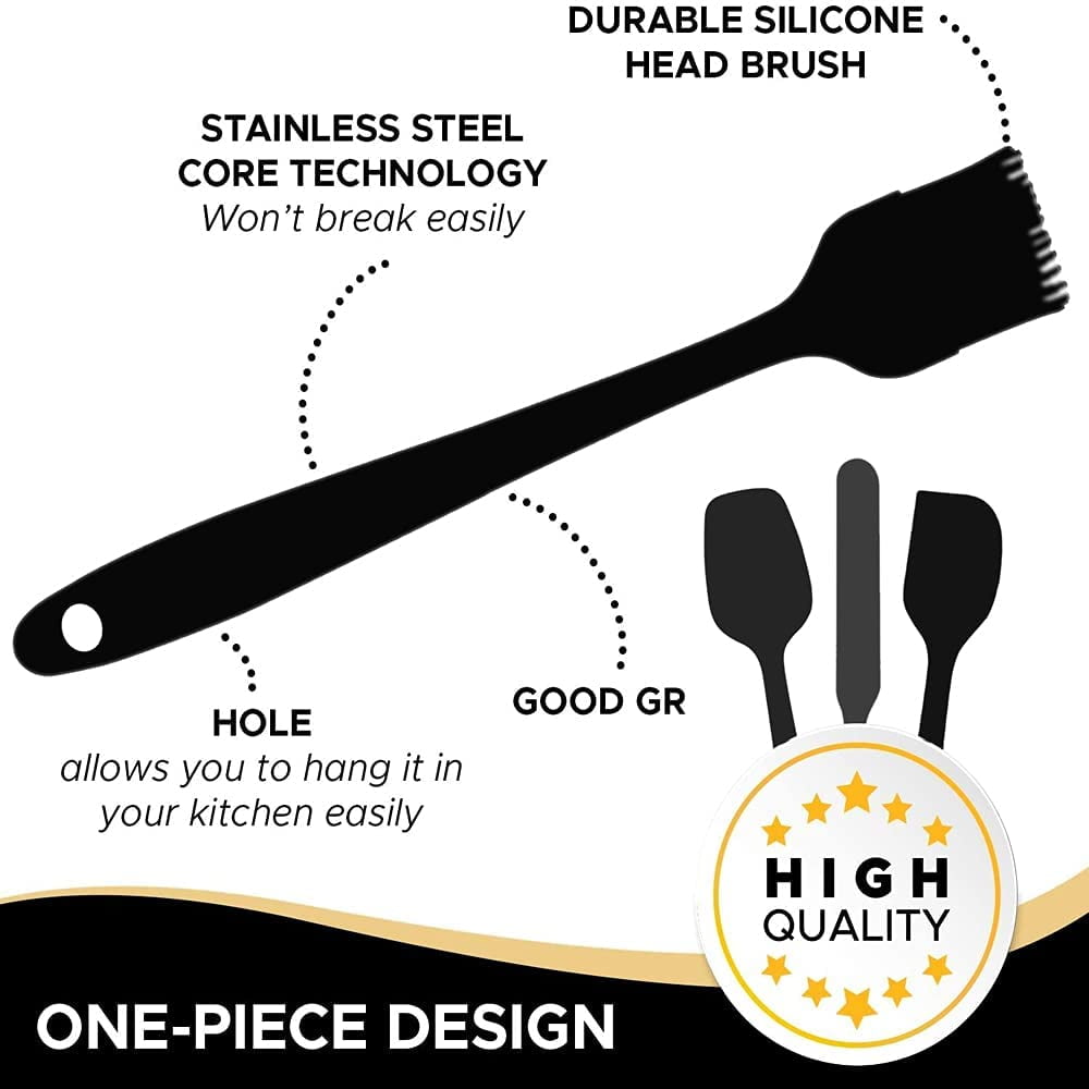 Silicone Spatula Set of 6, Heat Resistant Silicone Spatula Kitchen Utensils for Cooking , Nonstick Cookware Dishwasher, Black