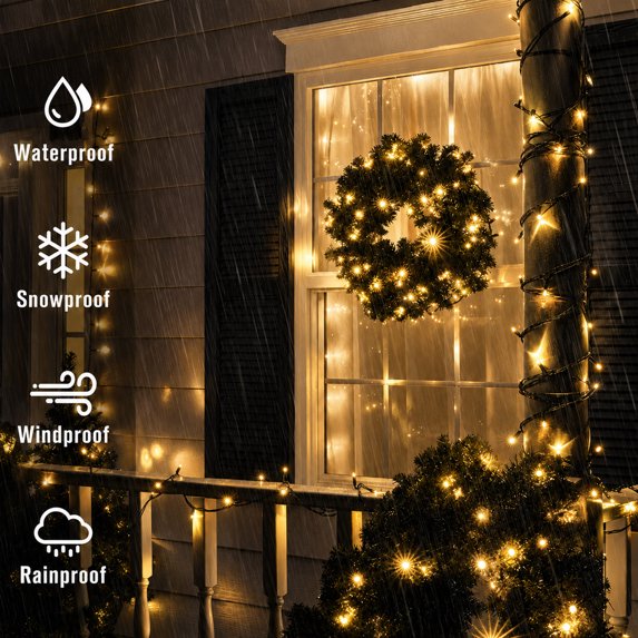 Cowin 2 Pack Solar String Lights Outdoor Waterproof, 75FT 200 LED Solar String Lights with 8 Lighting Modes, IP65 Waterproof Solar Lights Outdoor for Xmas Garden Party Tree Decor, Warm White