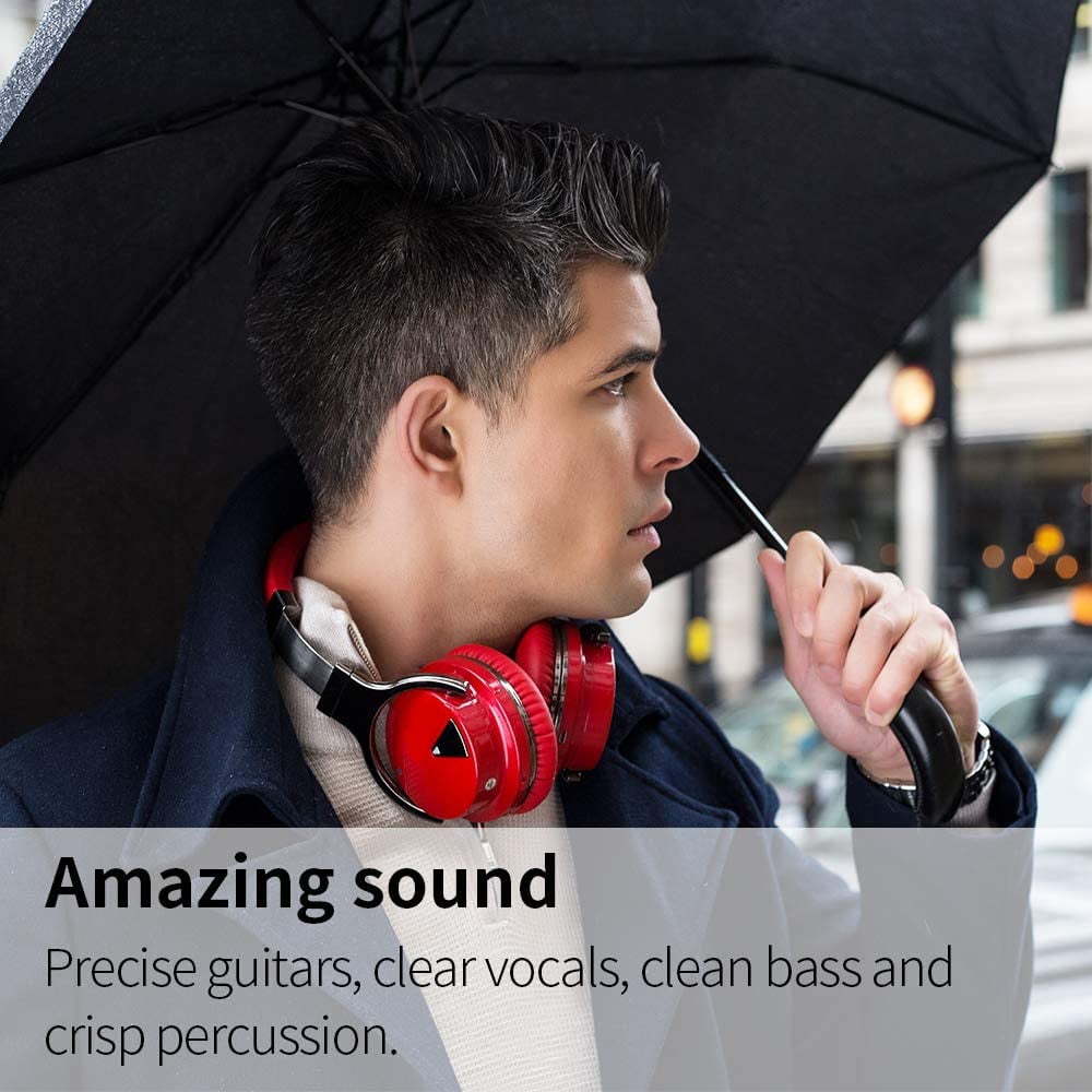 COWIN Bluetooth Noise-Canceling Over-Ear Headphones, Red, e7anc
