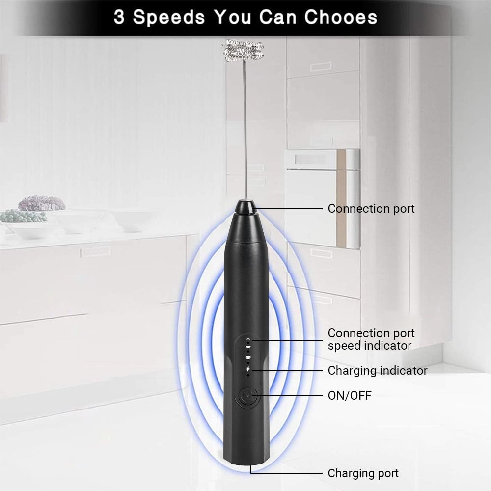 Cowin Milk Frother Wand Drink Mixer - Handheld Milk Frother Electric Whisk - Easy-Clean Stainless Steel Frother Wand & Mini Blender - Electric Coffee Frother for Milk Coffee Lattes
