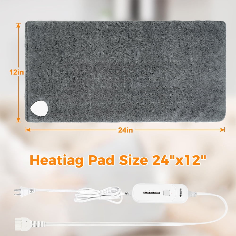 Cowin 12''x24'' Weighted Heating Pad for Back Shoulders, Fast-Heating, Soft Machine Wash Fabric with 3 Heat Settings, Auto Shut Off, Gray