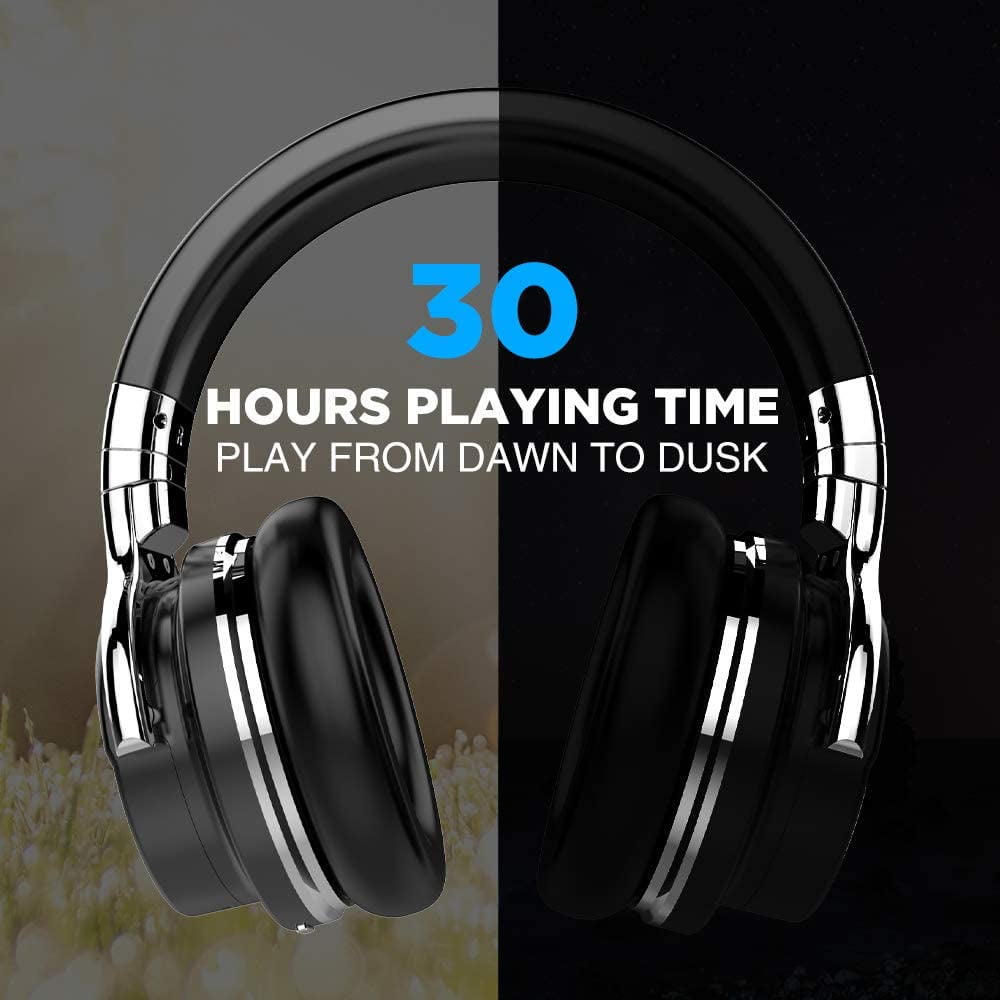 COWIN E7 Active Noise Cancelling Headphones Bluetooth Headphones with Mic Deep Bass Wireless Headphones Over Ear(Black)