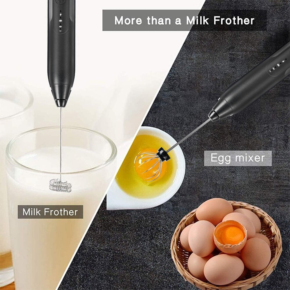 Cowin Milk Frother Wand Drink Mixer - Handheld Milk Frother Electric Whisk - Easy-Clean Stainless Steel Frother Wand & Mini Blender - Electric Coffee Frother for Milk Coffee Lattes
