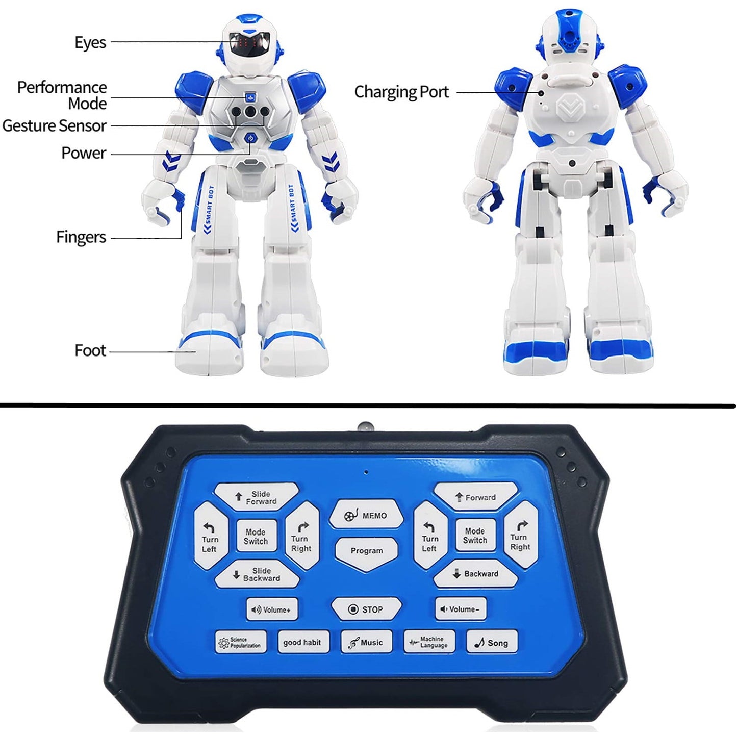 COWIN Remote Control Robot Singing Dancing Programmable with Infrared Gesture Age 3 -8 child Blue